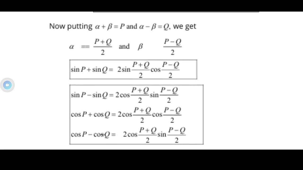 Sum difference and product of sine and cosine