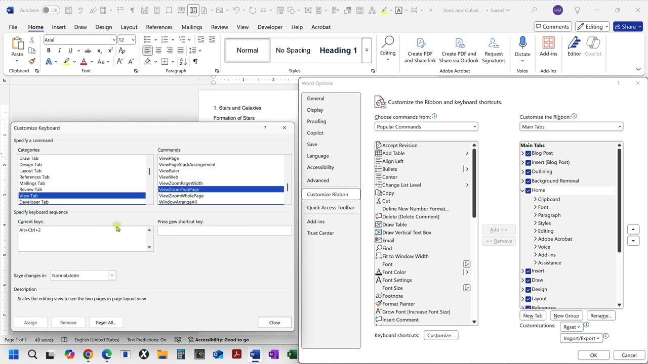 Create custom keyboard shortcuts in Microsoft Word (365)