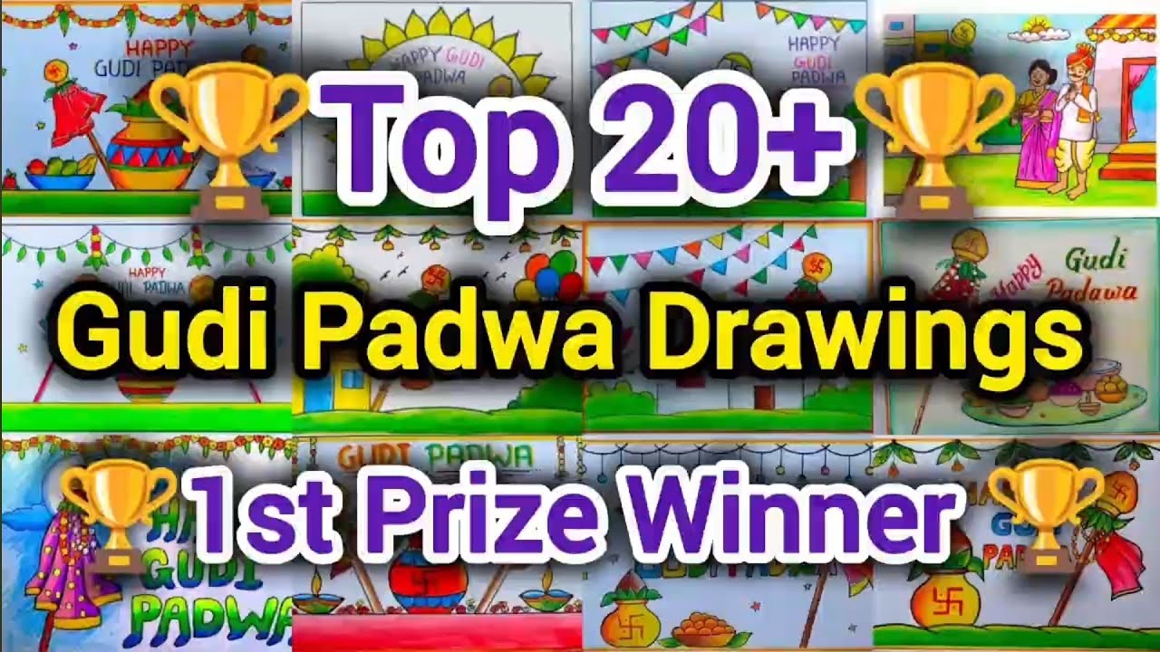 GUDI PADWA DRAWING IDEAS/ GUDI PADWA FESTIVAL DRAWING/HOW TO DRAW GUDI PADWA/GUDI PADWA DRAWING EASY