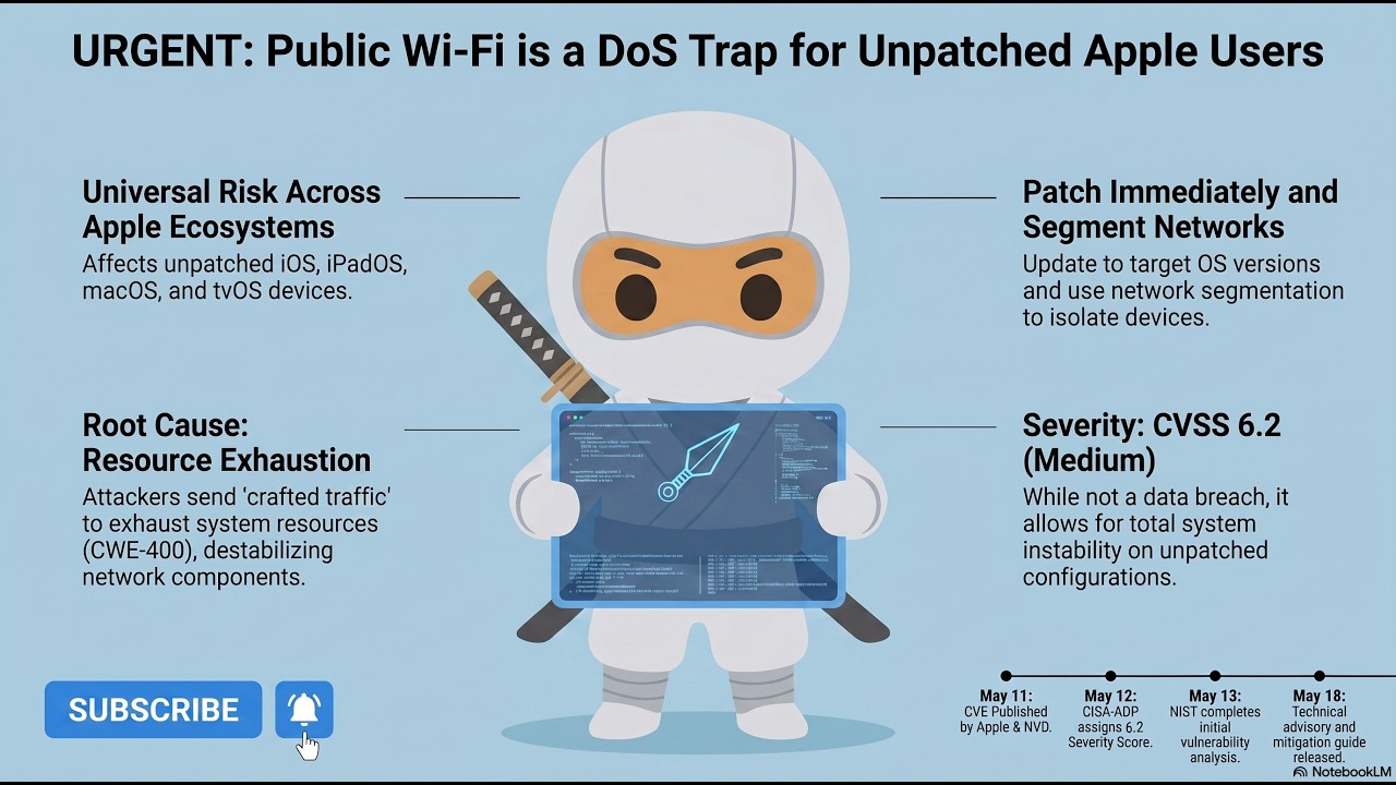 URGENT: Public Wi-Fi is a DoS Trap for Unpatched Apple Users #cybersecurity #vulnerability