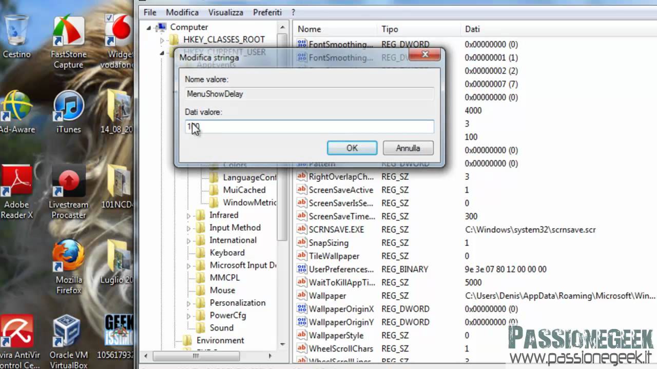 Trucchi registro di sistema Windows 7
