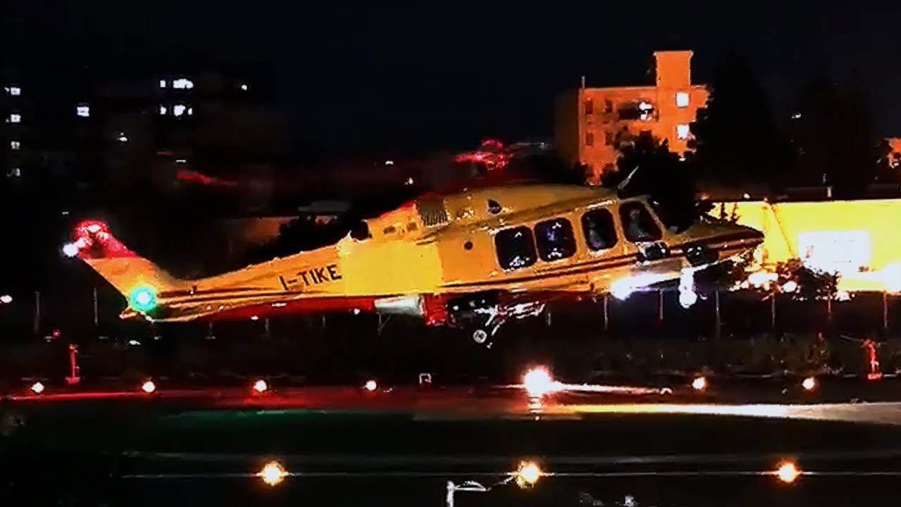 [DECOLLO NOTTURNO] Elisoccorso SEUS 118 AgustaWestland 139 da Ospedale Civico (Palermo)