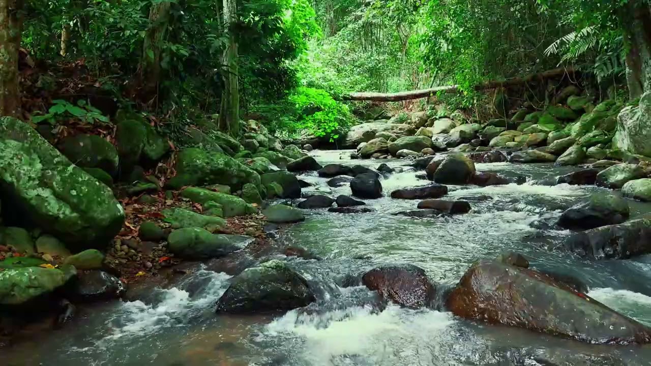 Relaxing River Flow in Lush Nature for Anxiety Relief & Deep Focus