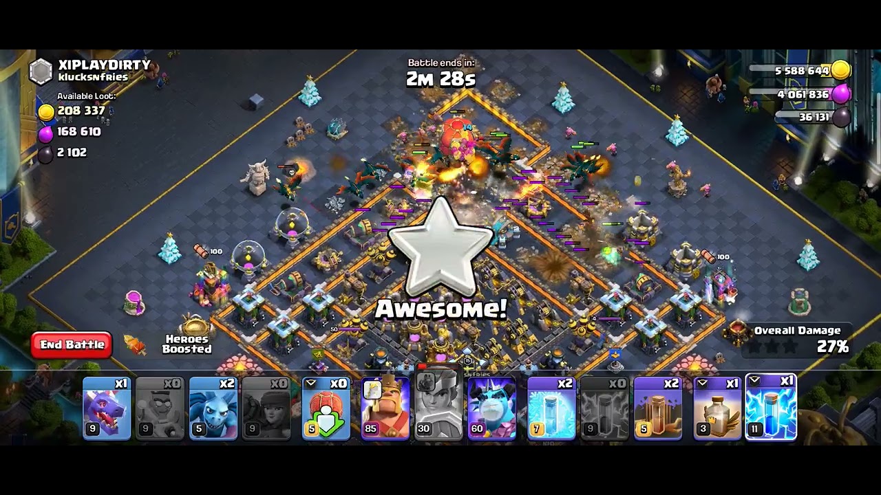 ATTACK TOWN HALL 14 WITH 3 HERO 💥💥AND 3 STAR