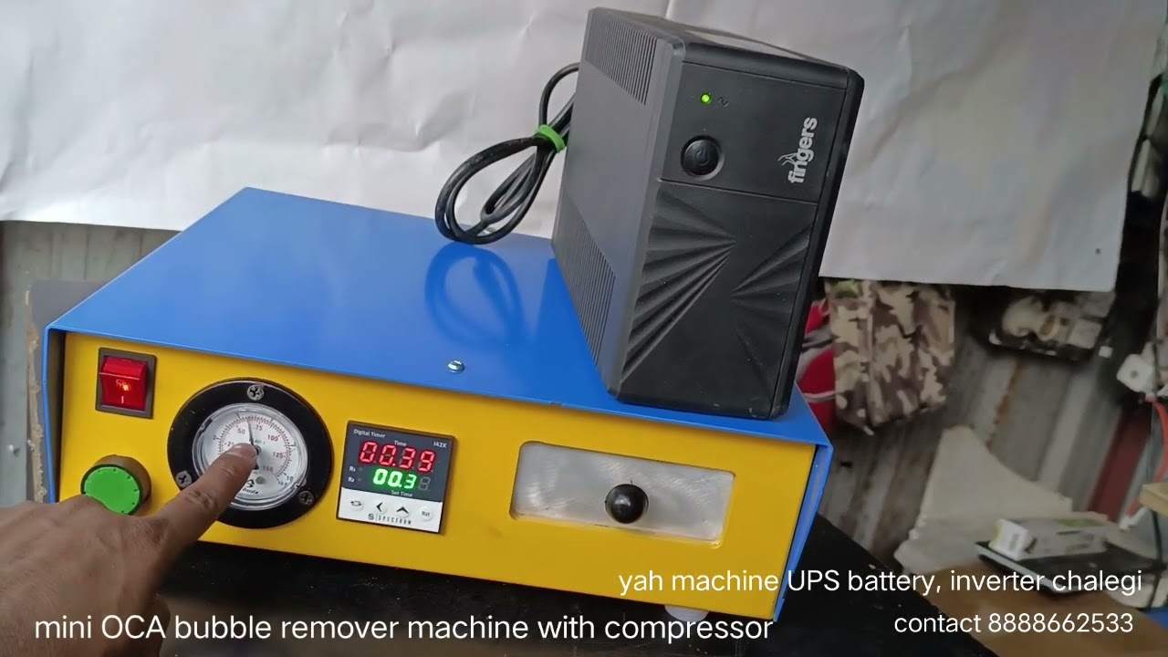 Mini OCA bubble Remover machine with inbuild compressor UPS battery, inverter AC 220v You can run