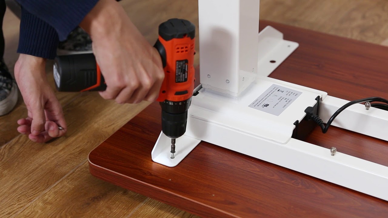 FlexiSpot L-shaped height adjustable standing desk installation