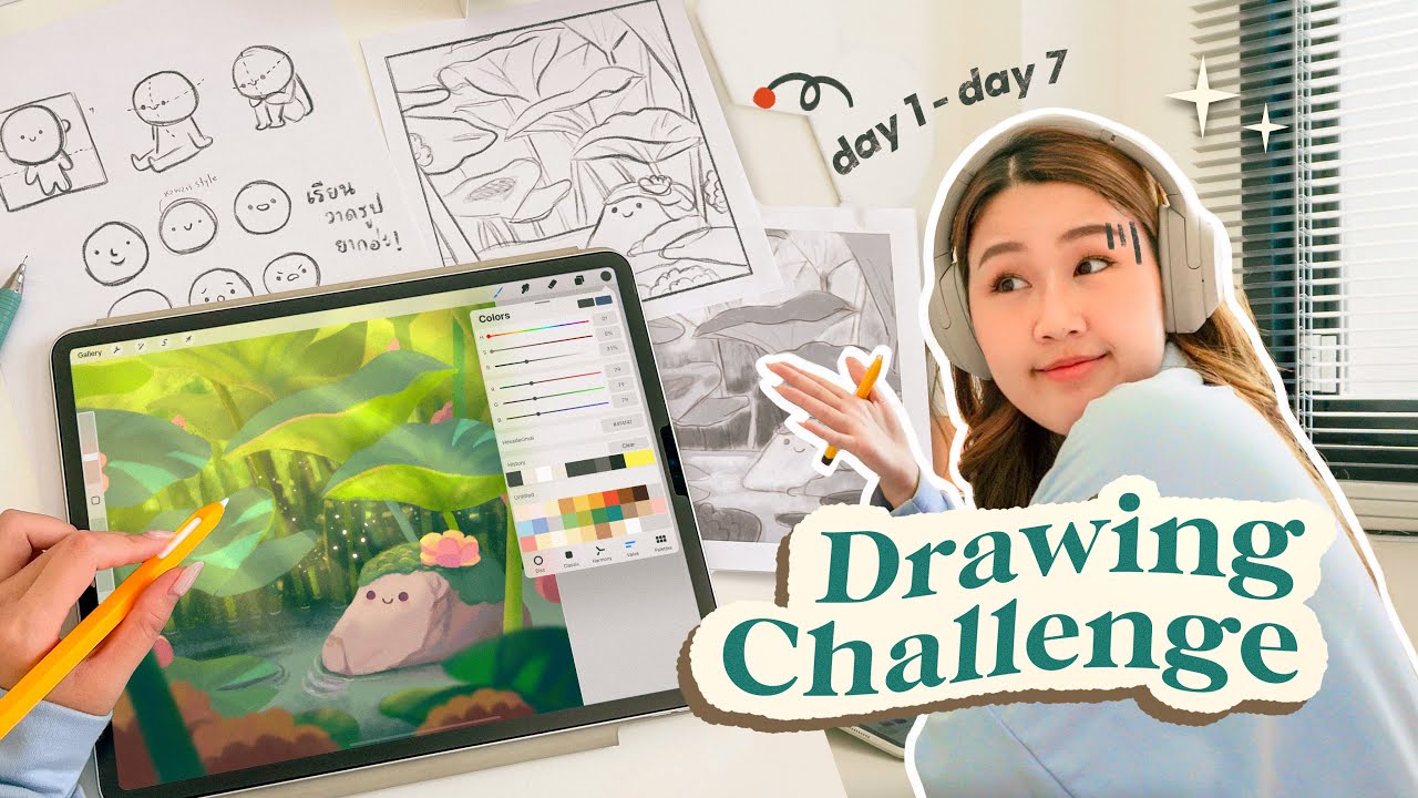 Drawing Challenge🎨  เรียนวาดรูปติดกัน 7 วัน ฝีมือจะพัฒนาขึ้นแค่ไหน! Peanut Butter