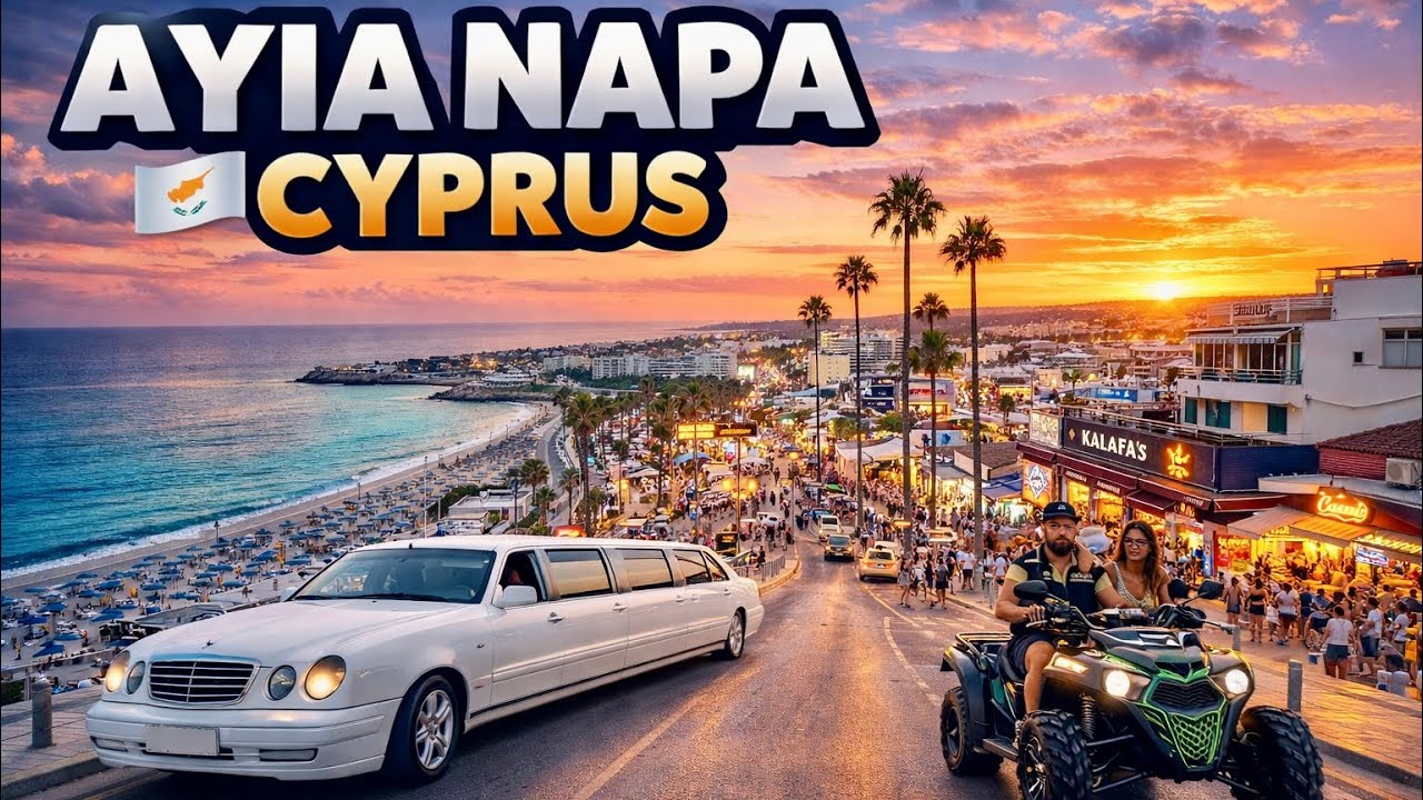 Ayia Napa - Cyprus 🇨🇾 Sunset 🌅🇪🇺 Driving in the new Miami of Europe