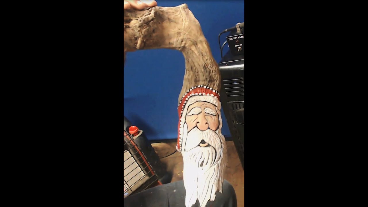 Woodcarving/Power Carving A Santa Out Of Found Wood