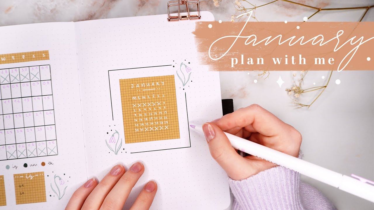 January 2023 bullet journal setup | plan with me | simple snowdrop theme ❄✨