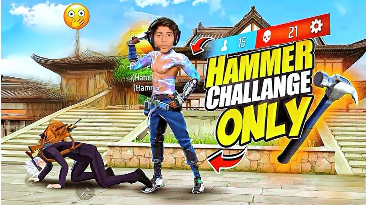 Free fire 🔥 but Only Hammer Challenge in Game 😱#gaming 