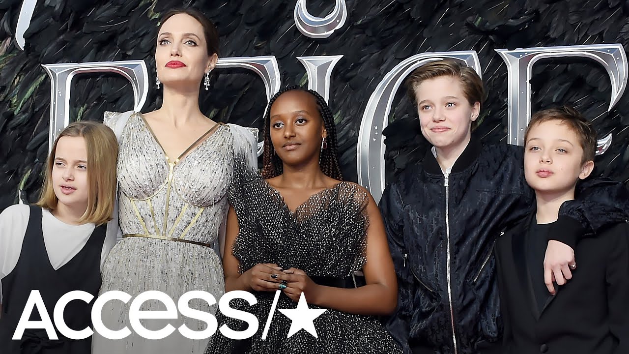 Angelina Jolie Takes 4 Of Her Kids To 'Maleficent' Premiere And Sparkles In Dreamy Gown!