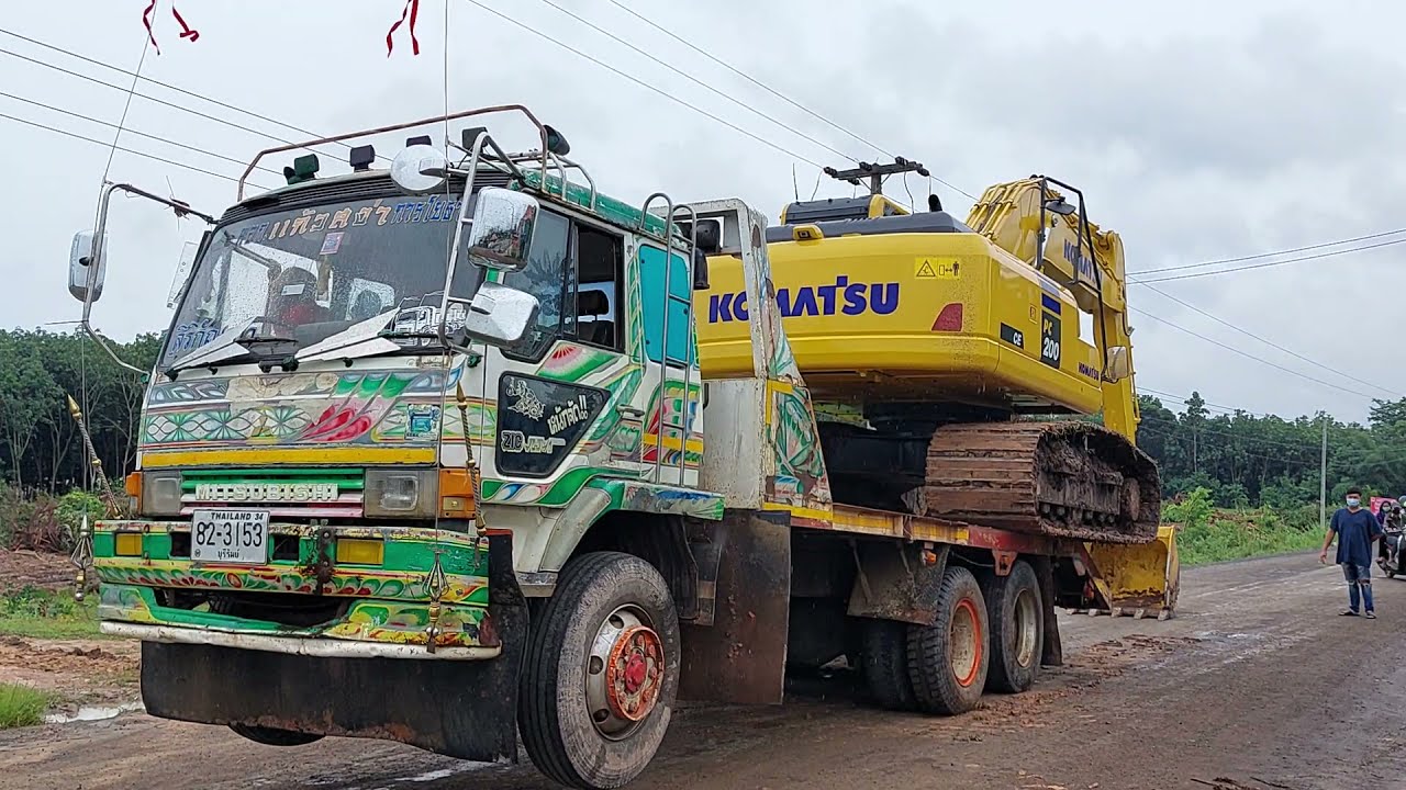 สายแข็ง พี่หลงมาแบก KOMATSU PC200-CE ล้มต้นข่อย น้องบูมจัดให้ excavator and truck EP.8714