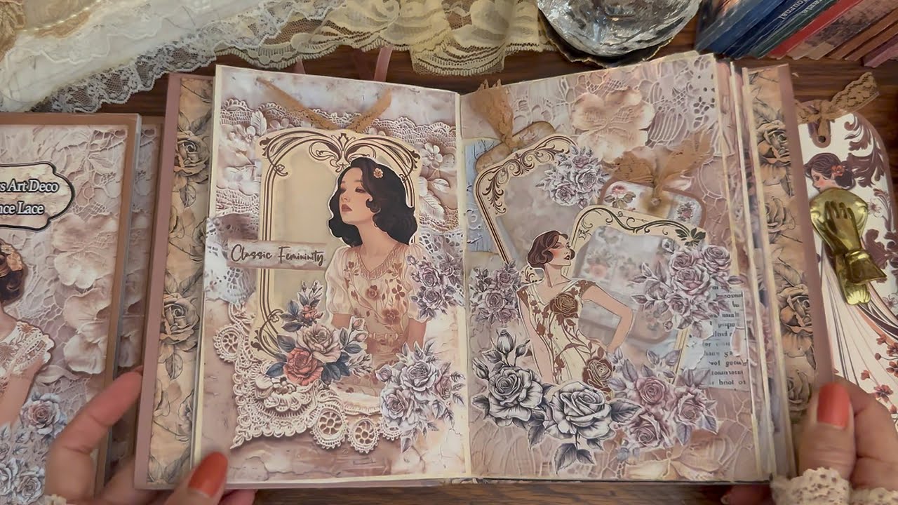 ASMR Art Deco Bliss: Elegant Lace & Vintage Journal Collage | Frame & Tag #thegingerbreadprints