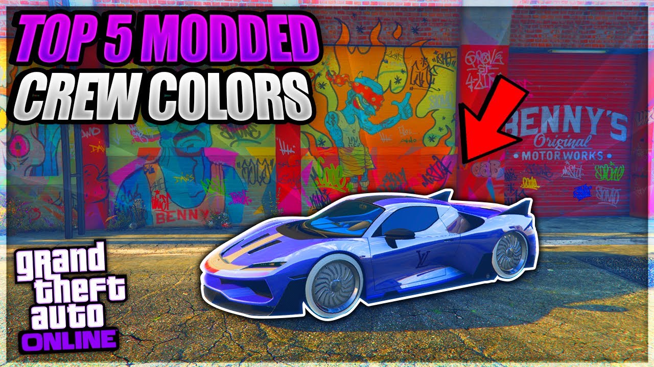 GTA 5 *RARE* Top 5 Modded Crew Colors! (3rd Lavender, Green, Gold, Neon Red, Lavender, Dark Orchid)
