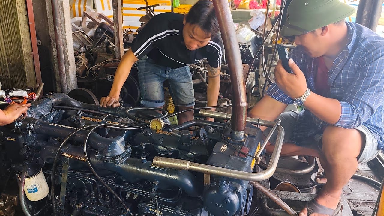 Ráp heo bét yanmar 6PH cho chạy tại tiệm máy hải nguyên chợ Tân Hưng cái nước cà mau 