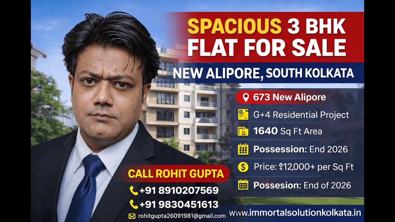 3 BHK Flat for Sale in New Alipore Kolkata | 1640 Sq Ft Premium Apartment | South Kolkata Property