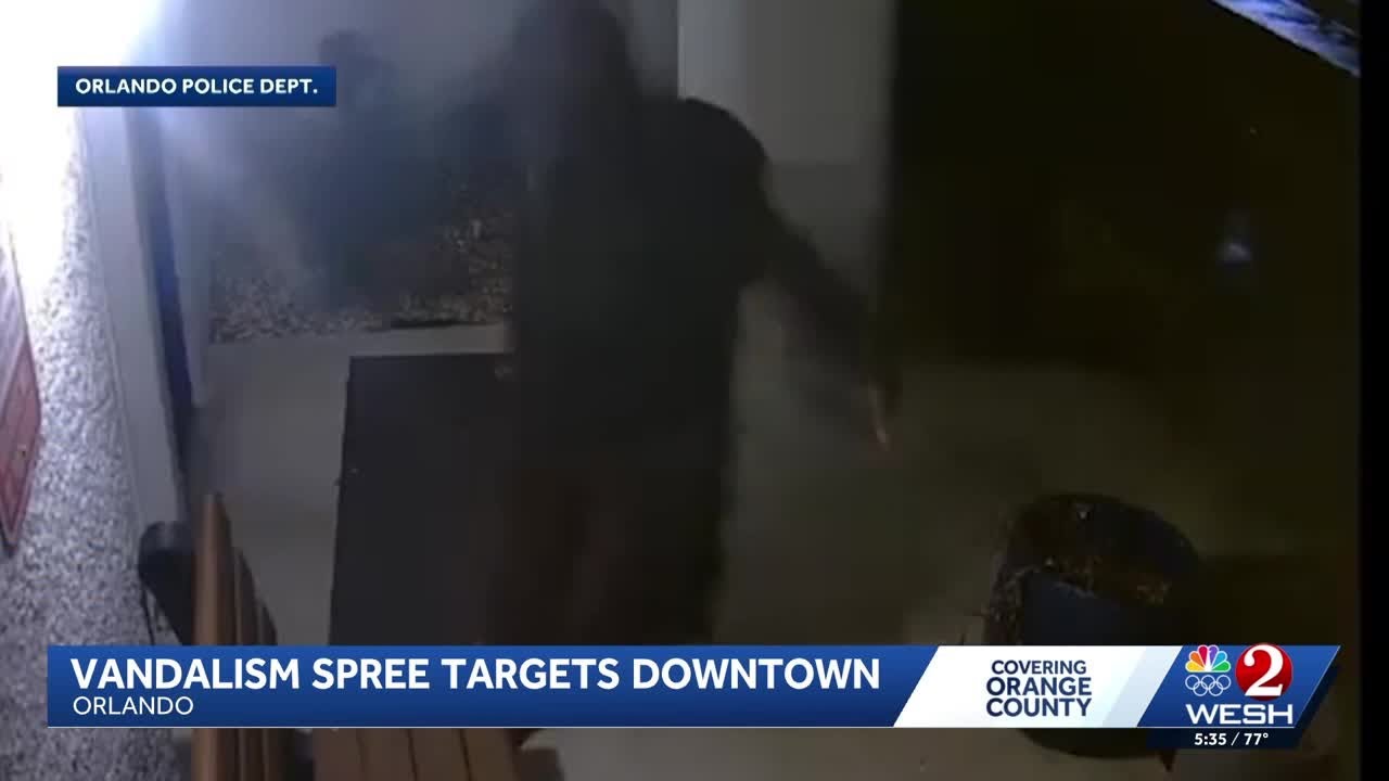 WATCH: Man arrested for $70K vandalism spree in downtown Orlando, police say