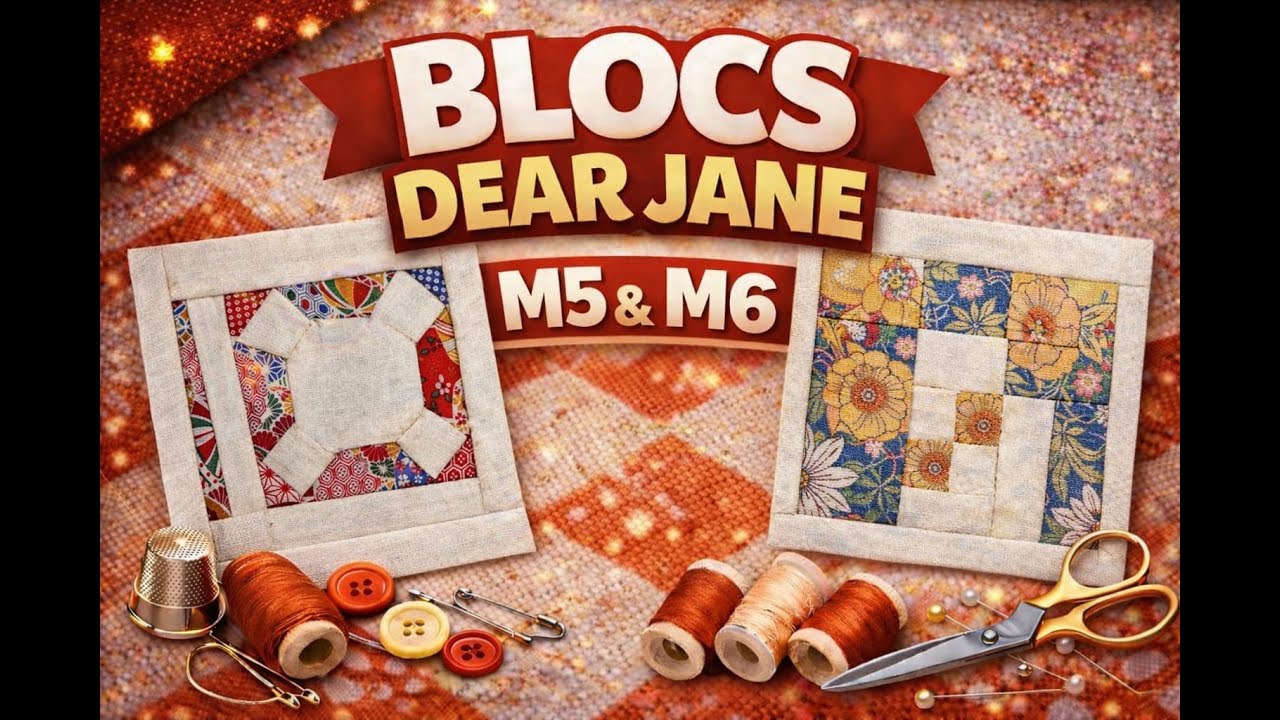 Vidéo 128 - Dear Jane en Français - Blocs M5 & M6 Jane Stickle's quilt #dearjane #couture #quilted