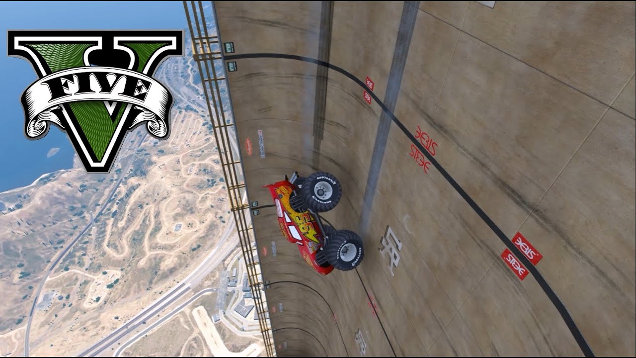 Lightning McQueen vs Vertical Ramp of Doom! | GTA V Mega Jump