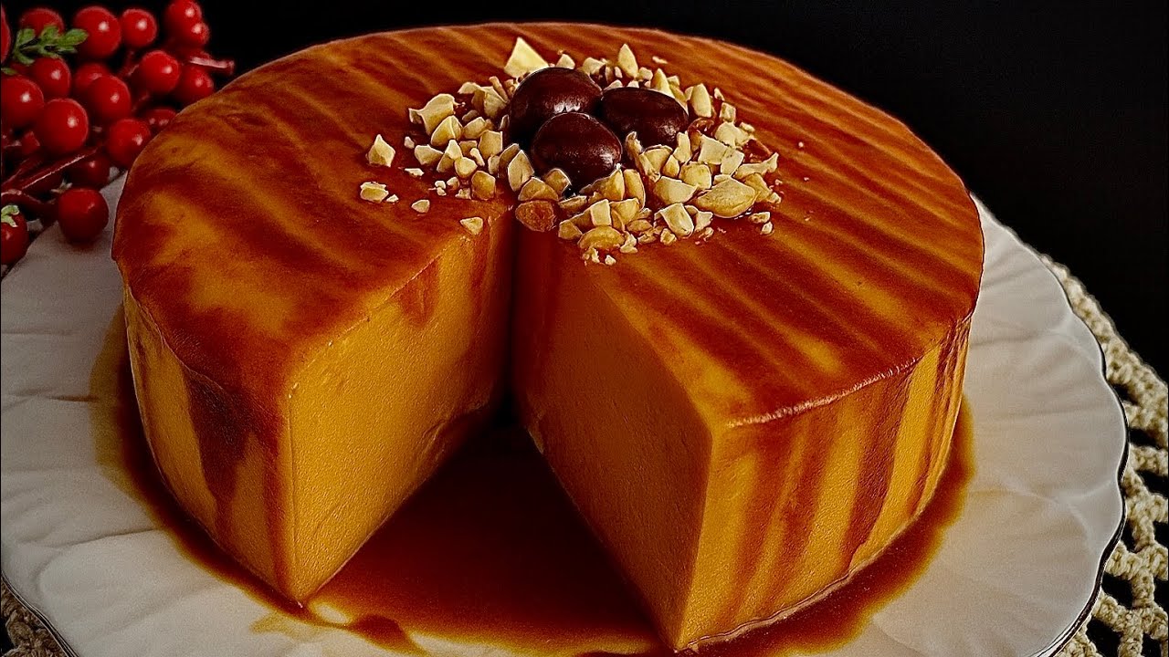 4-Ingredient Magical Dessert ✨(NO FLOUR – NO OIL - NO BAKE - NO GELATİN) #pumpkincake#pumpkinpudding