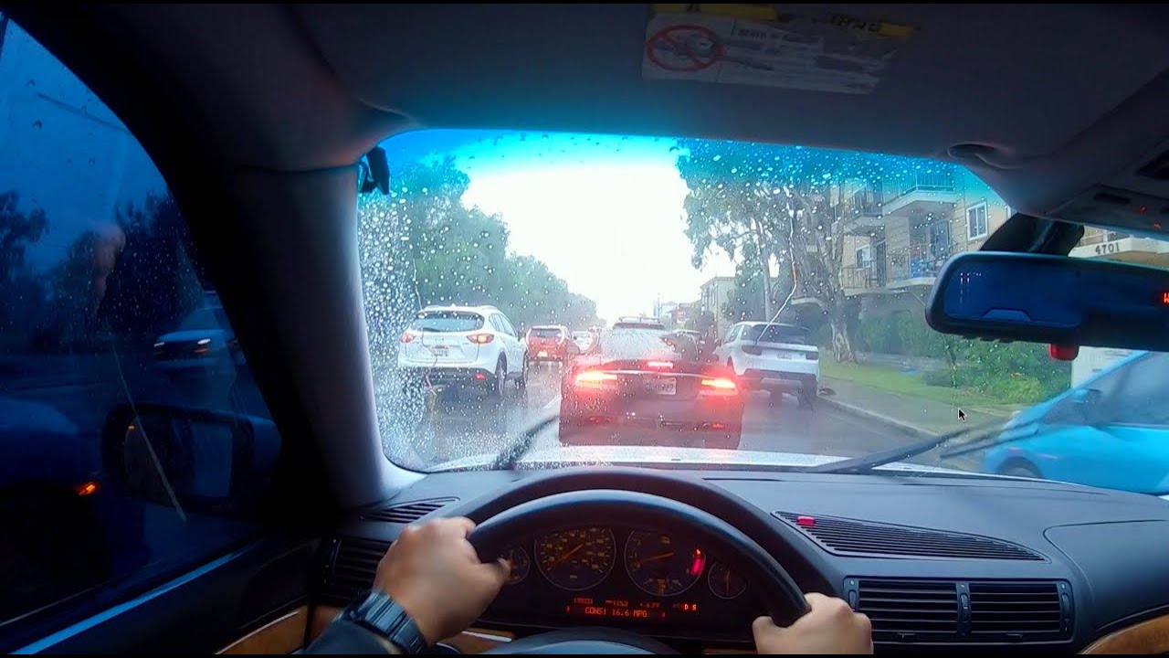 POV DRIVE • BMW 7 SERIES • LONG BEACH ON A RAINY DAY