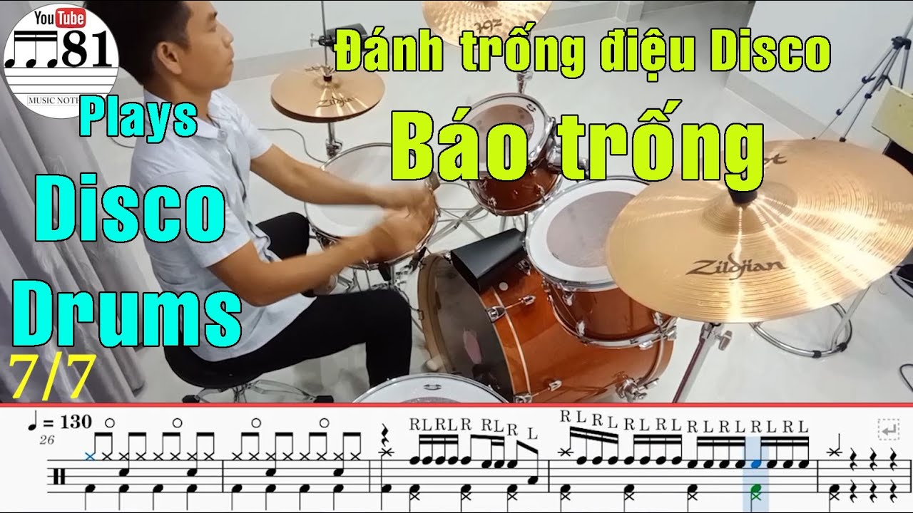 [27] Drums lesson 9: Các cách đánh trống điệu Disco trống Jazz - Disco drum notes