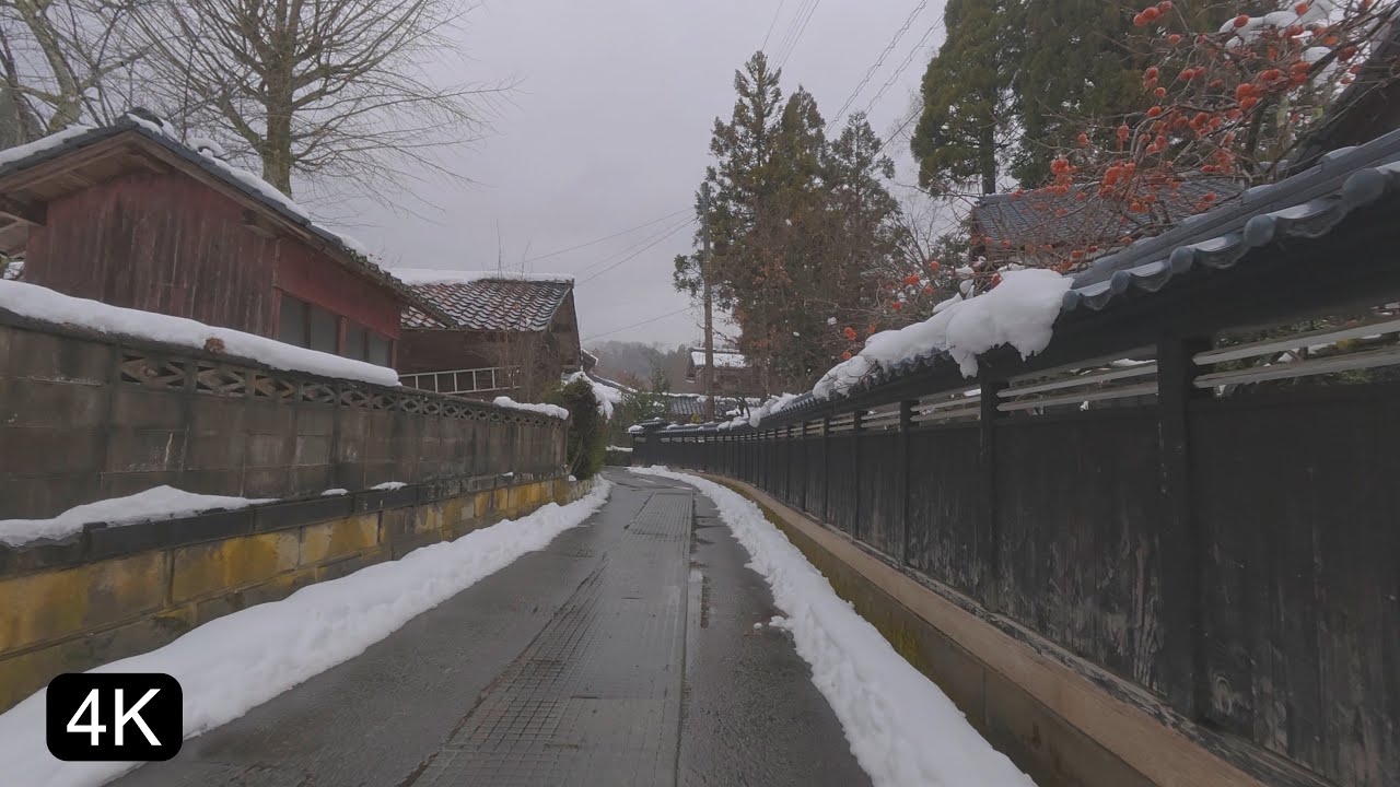 4K Japan Immersive Walk | Between Ice and Rain: A Moody Journey Through Thin Snow