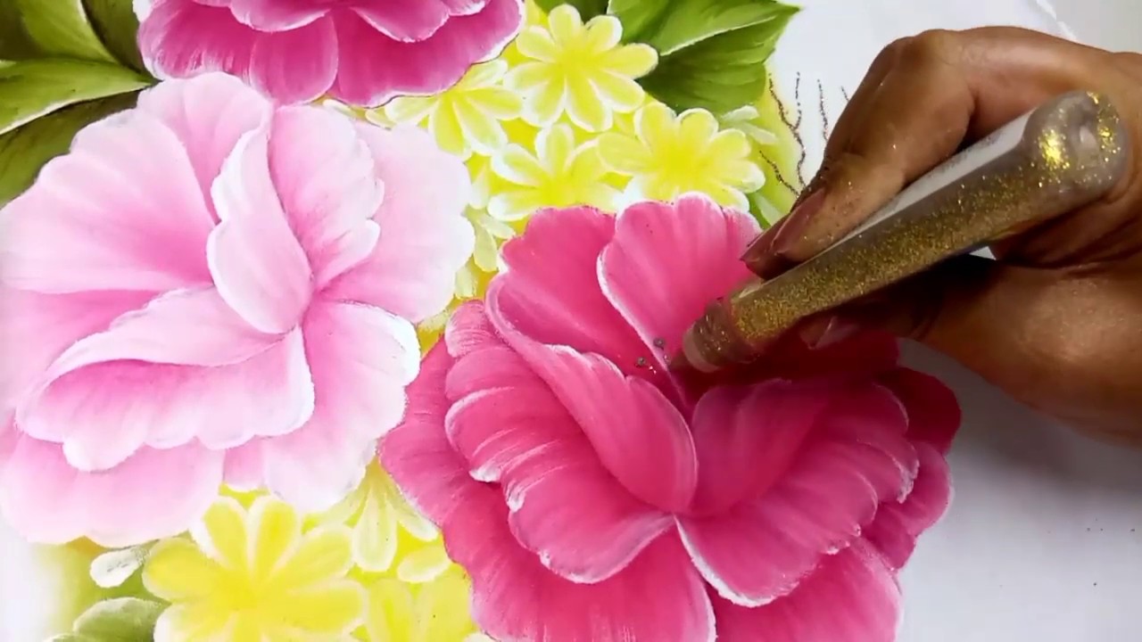 Como Pintar Flores /Amapolas Rosas
