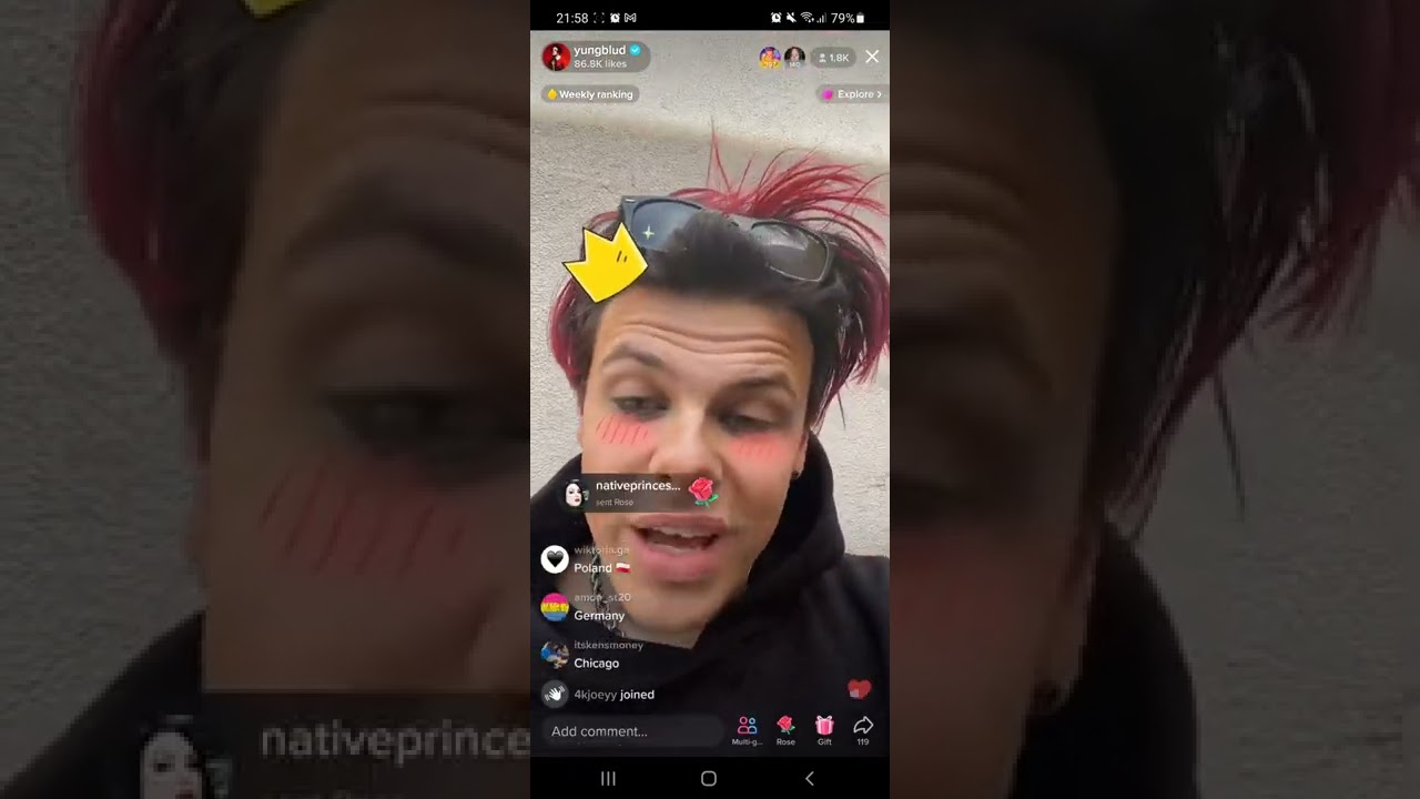 YUNGBLUD Tiktok live 15/3/22