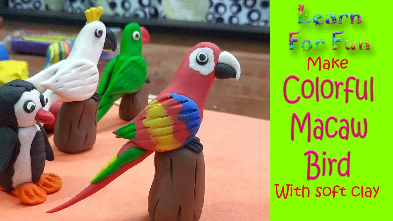 Let's make a colourful Macaw, Learn clay art - from beginning to advance