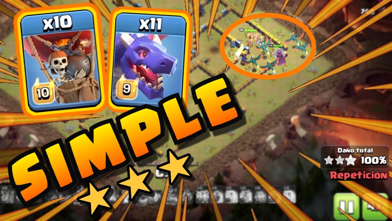 🐲🎈 ESTRATEGIA de ATAQUE TH14  🐲🎈  [DRAGONES + GLOBOS] CLASH OF CLANS 3 ESTRELLAS