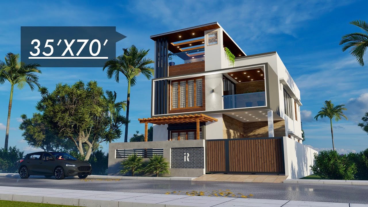 35X70 Feet East Facing Duplex House Design | 3D Exterior and Interior Design