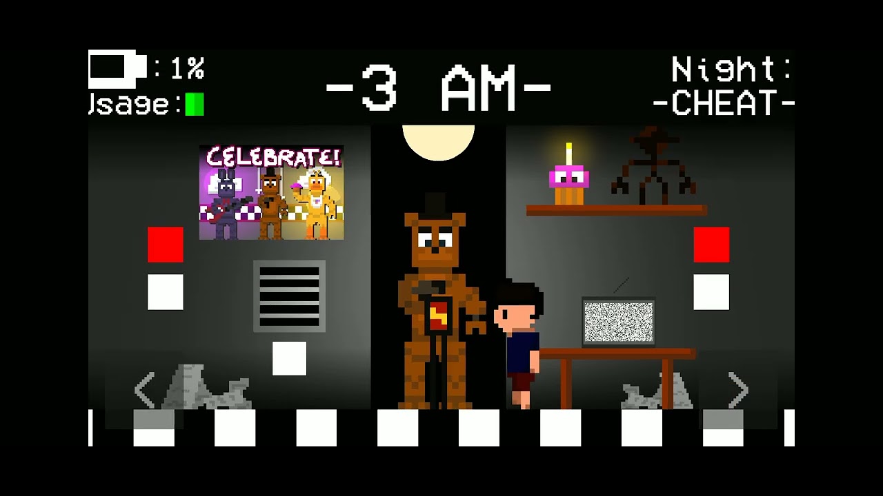 Playing two if the hardest modes in fnaf 2D