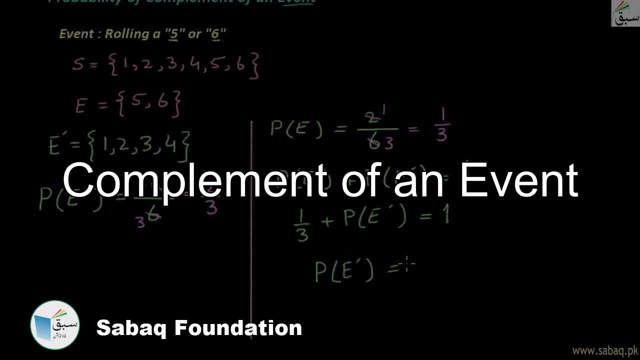 Complement of an Event, Math Lecture | Sabaq.pk