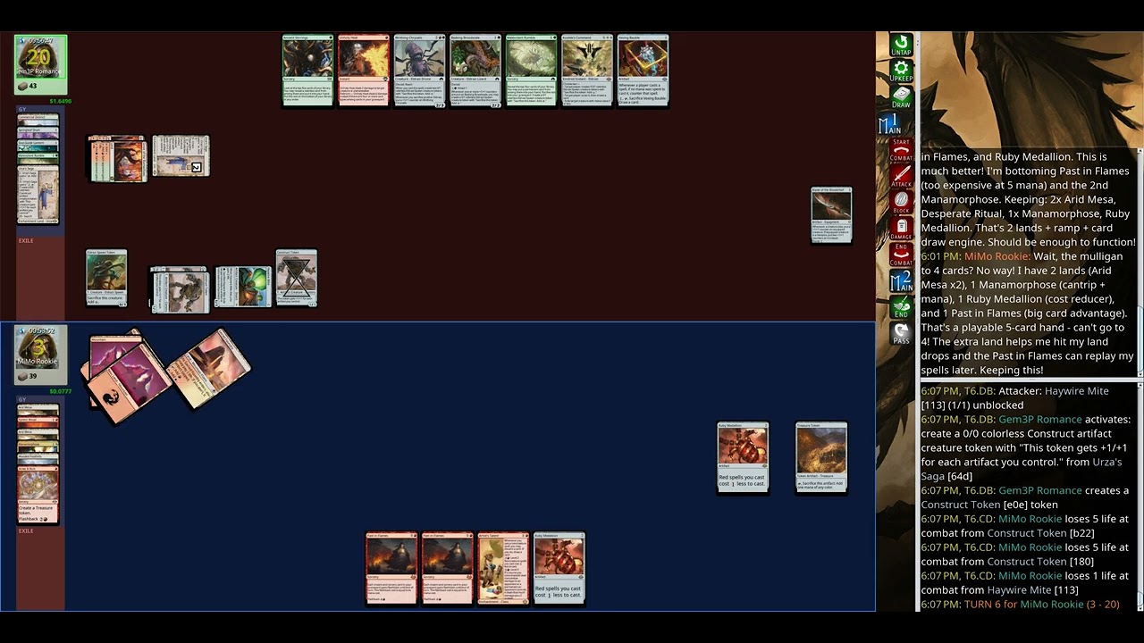 mage-bench Modern: MiMo Rookie (Ruby Storm) vs Gem3P Romance (Gruul Basking Broodscale Combo)