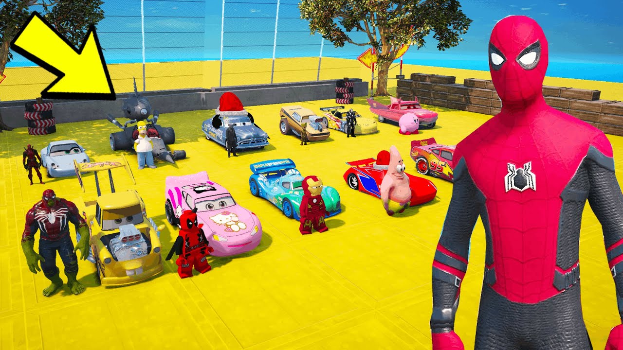 GTA V Mods Stunt Car Racing Challenge By Spiderman With McQueen DISNEY CARS