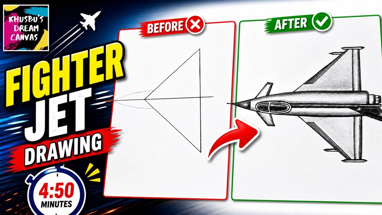 Fighter jet drawing easy step by step for beginners kids