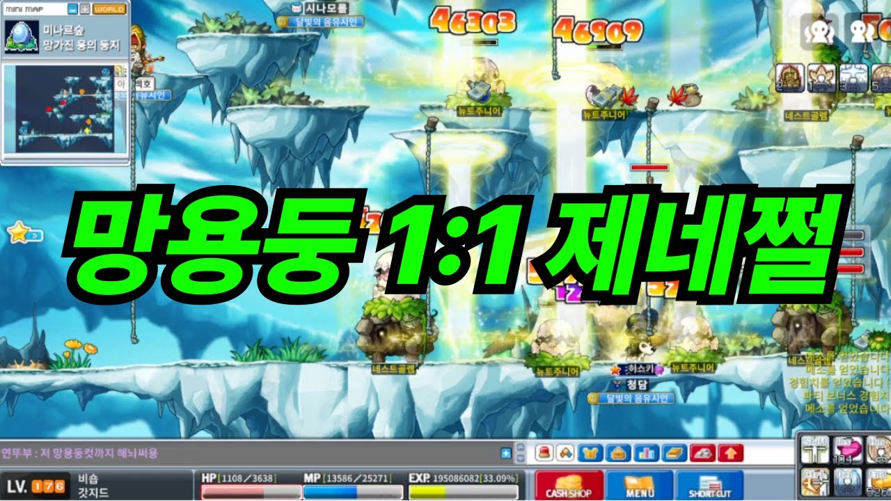 메이플랜드)176비숍 망용둥 1:1 제네쩔 효율은??