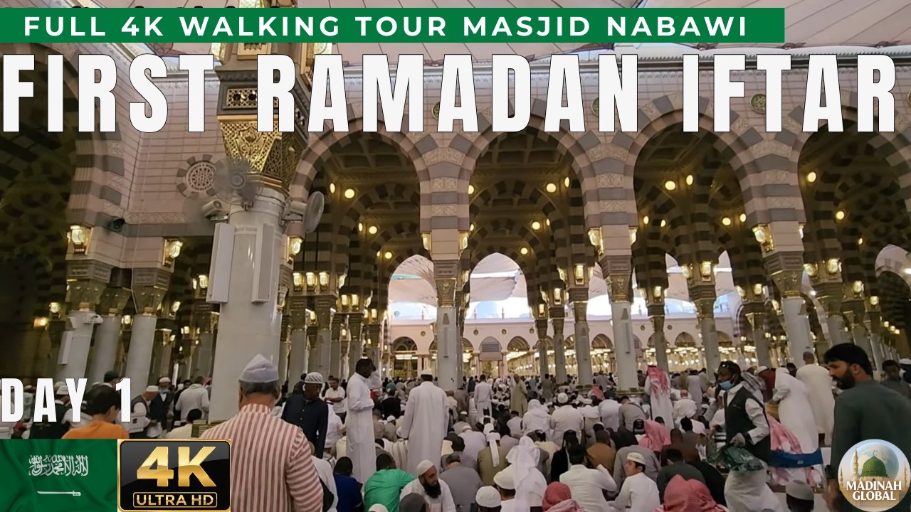 First Iftar at Masjid Nabawi 🌙 Ramadan in Madinah | Walking Tour Masjid Nabawi And Iftar  4K