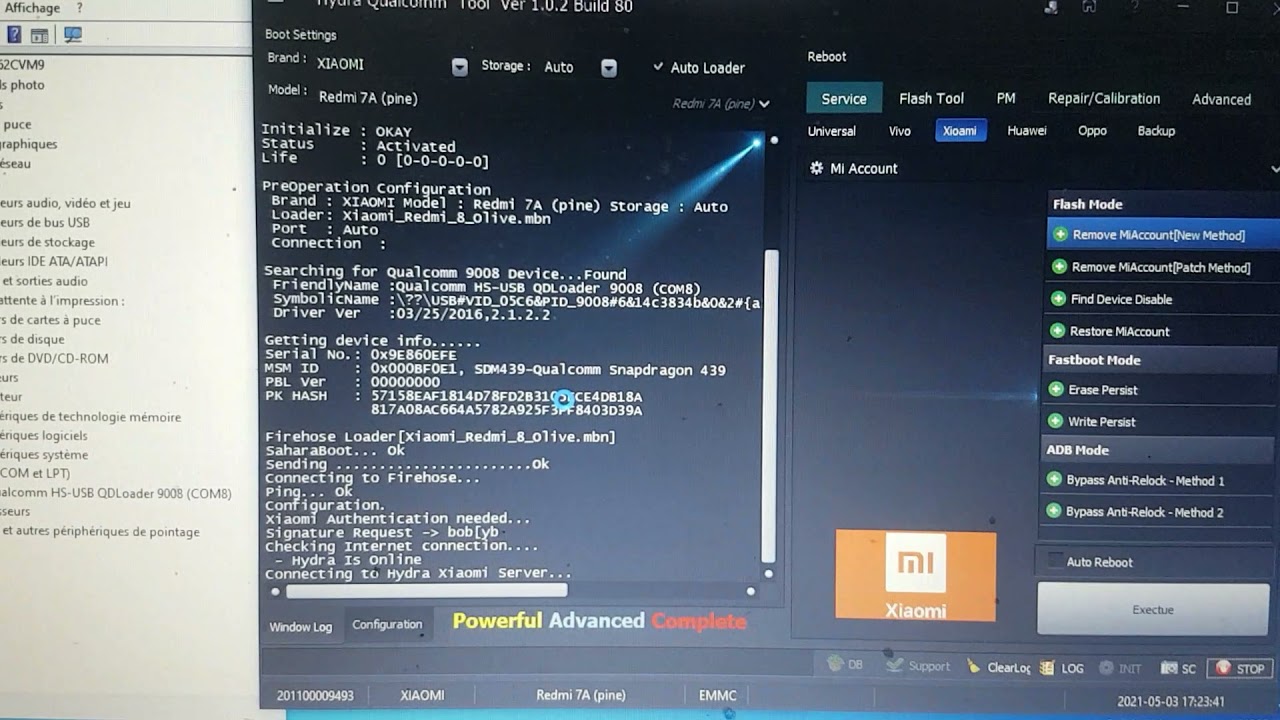 redmi 7a mi account remove don  without vpn by hydra tools