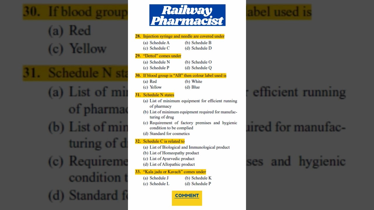 Railway Pharmacist 2024 || Railway Pharmacist Mcq 2024