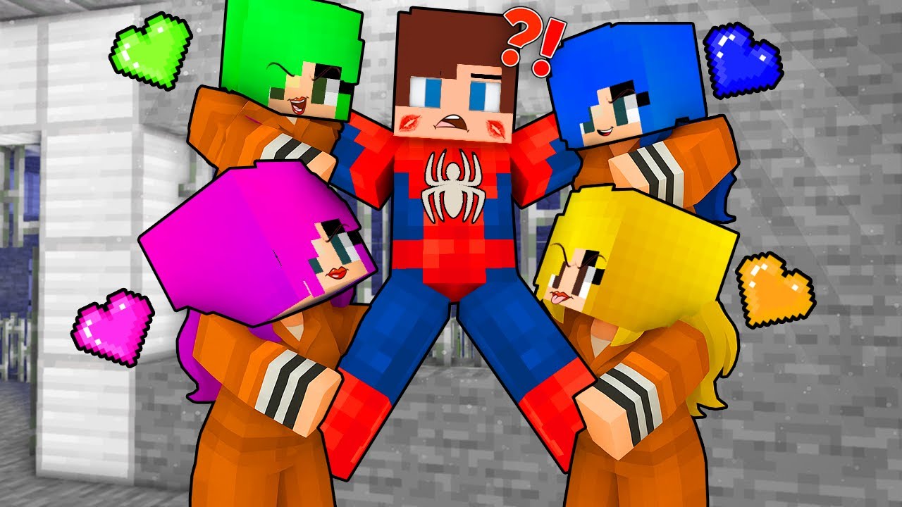 Criminal Girls Fell in Love with JJ Spider Man in Jail - Maizen Minecraft Animation