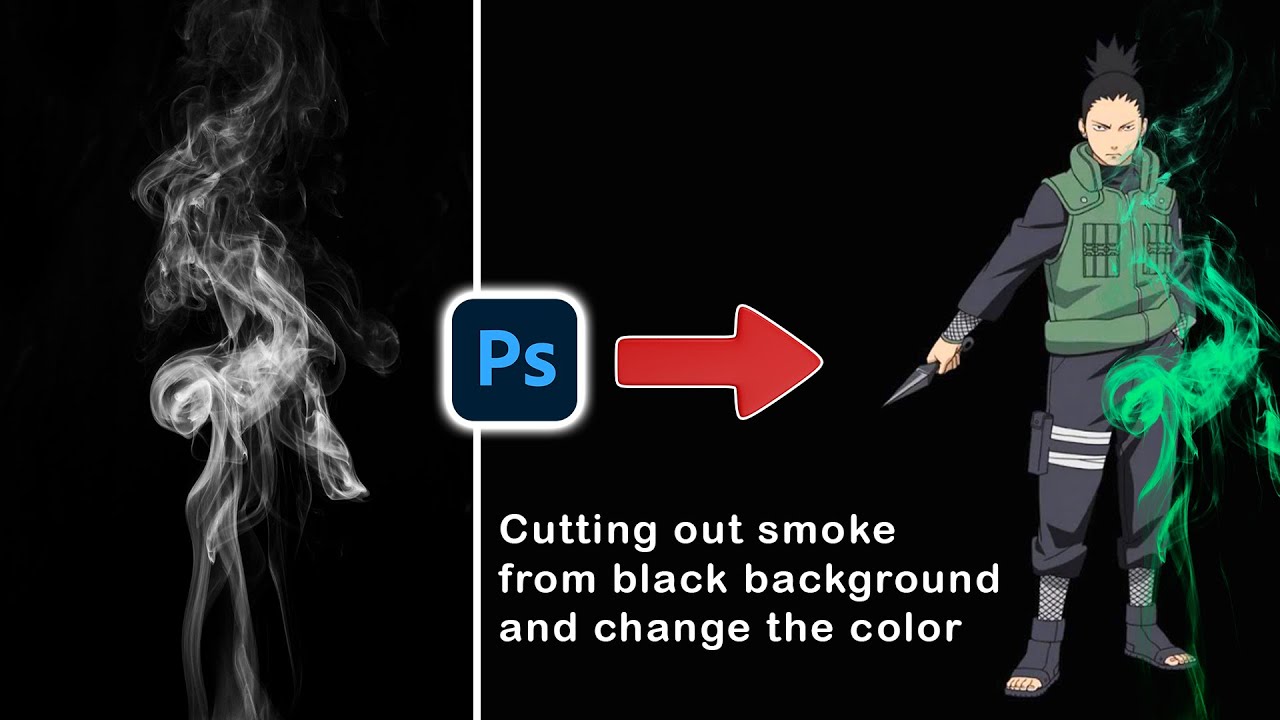 How to cut out smoke from black background and change color of it?