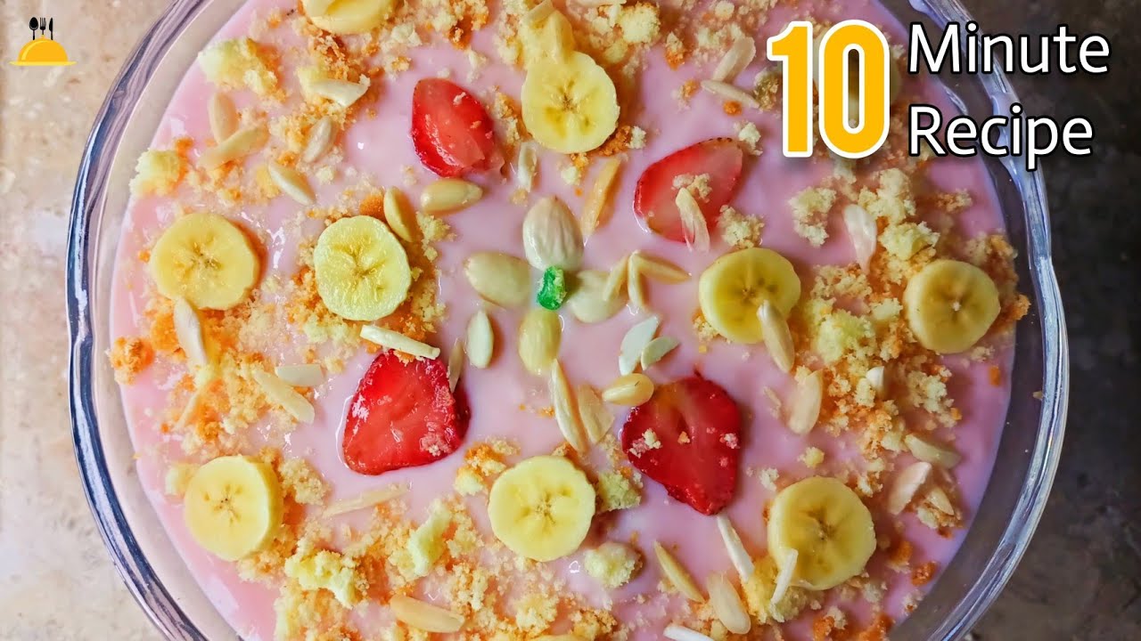 Fruit Custard Recipe Strawberry Flavor (URDU-HINDI) Eid Special Dessert 2021 by Food & Art