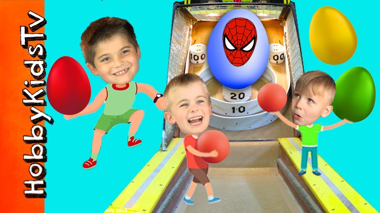 Giant SKEE BALL Set! Toss the Ball for Surprise Toys with HobbyKids