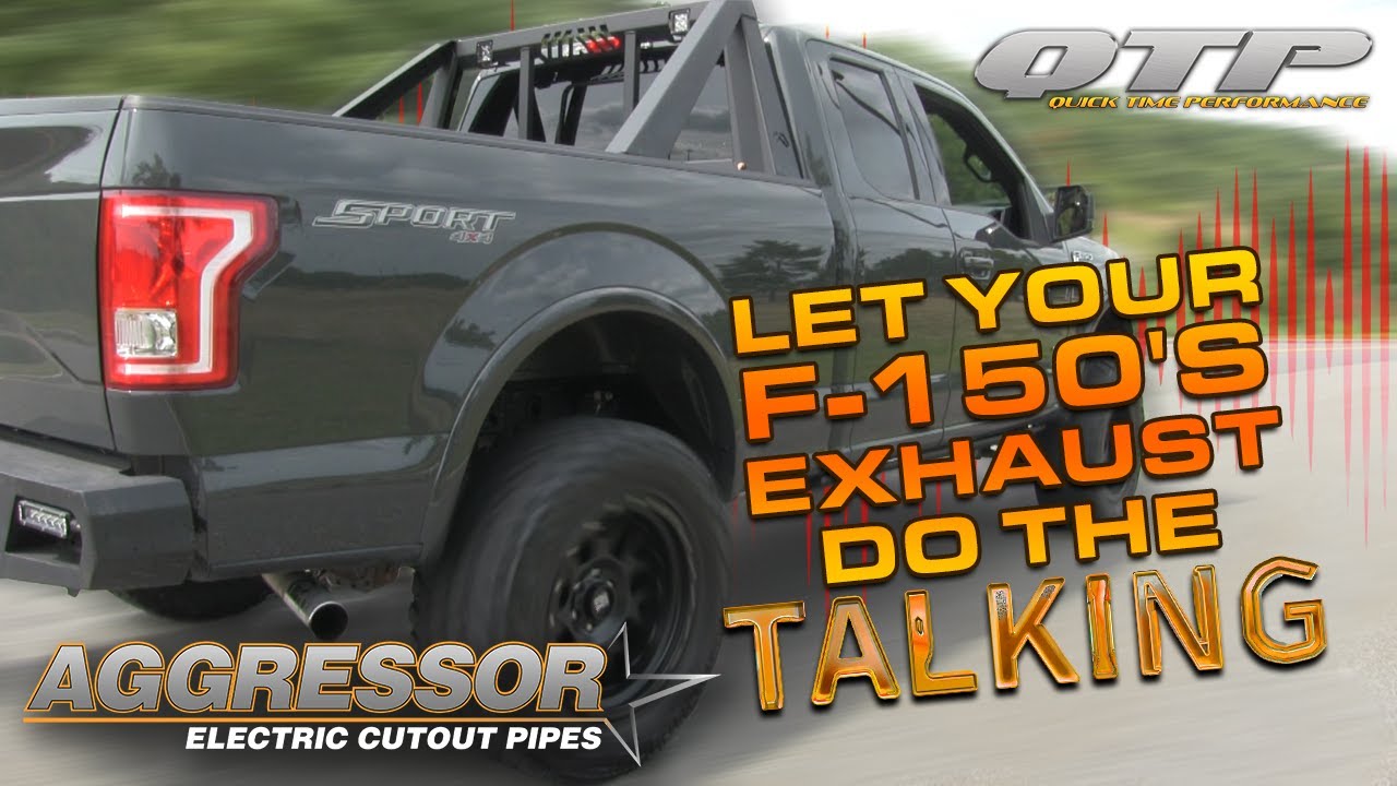 QTP Ford F-150 Aggressor Electric Cutout Pipe