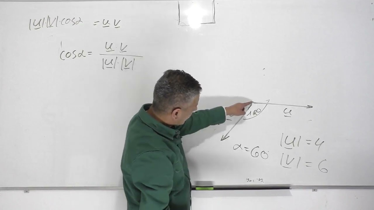 קורס הוקטור הגיאומטרי-שיעור 26- אורך של וקטור,זוית בין שני וקטורים,מכפלה סקלרית של שני וקטורים