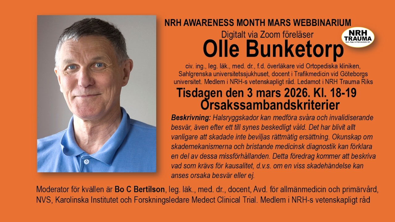 Orsakssambandskriterier föreläsning med Olle Bunketorp, civ. ing., leg. läk., med. dr.
