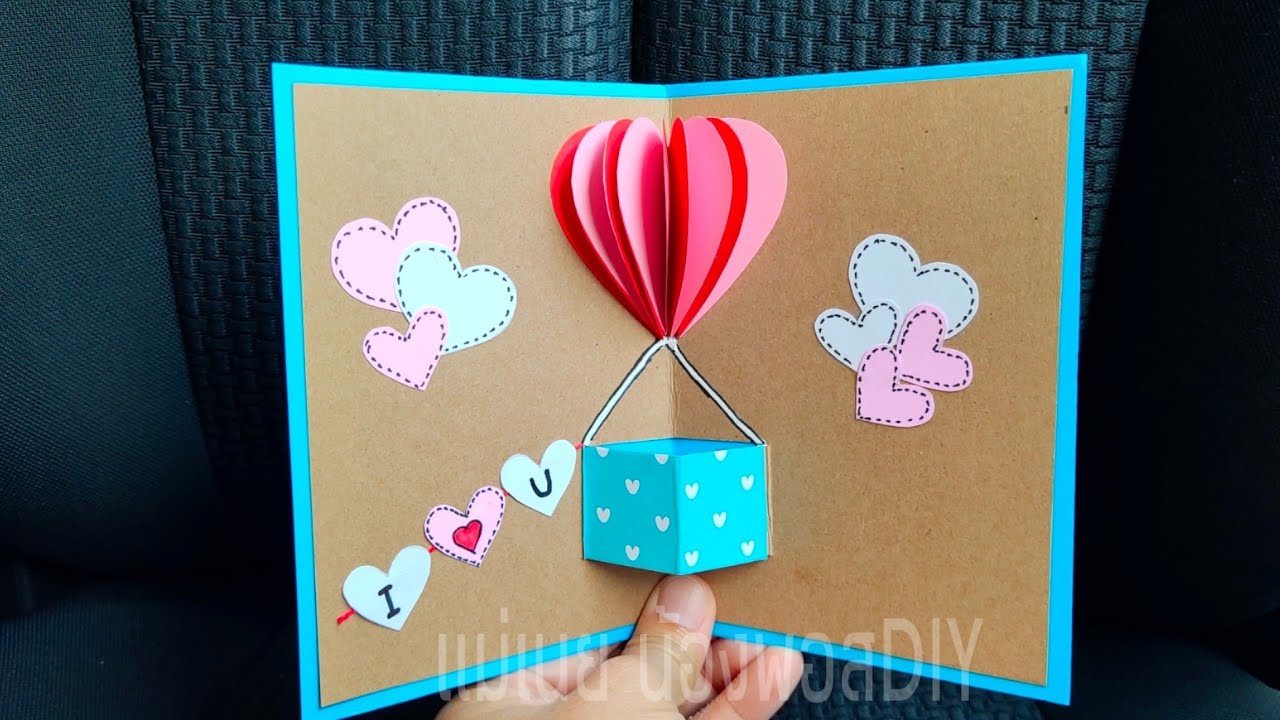 DIY Pop-up card#ทำการ์ดป๊อปอัพหัวใจวาเลนไทน์/แม่เนย น้องพอสDIY